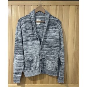Life After Denim Shawl Collar Cardigan Men's‎ Medium Gray Pockets 100% Cotton